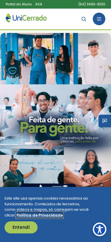 Aviso de cookies no celular informando que vídeos e mapas só carregam se você clicar